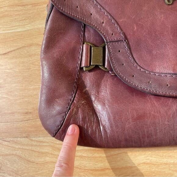 |Velez| Burgundy Leather Shoulder Bag Mermaid Color Braided Embellishment - Picture 7 of 15